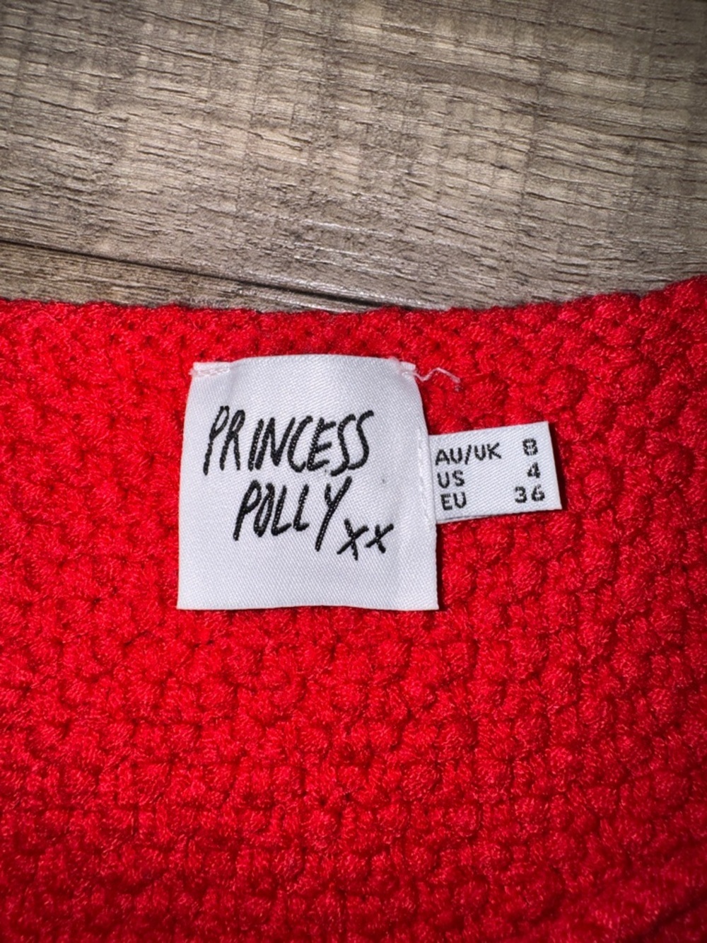 Princess Polly Dalton Top Red Textured Crop Pointed Hem Festival Y2K Size 4 S/M - Picture 3 of 7